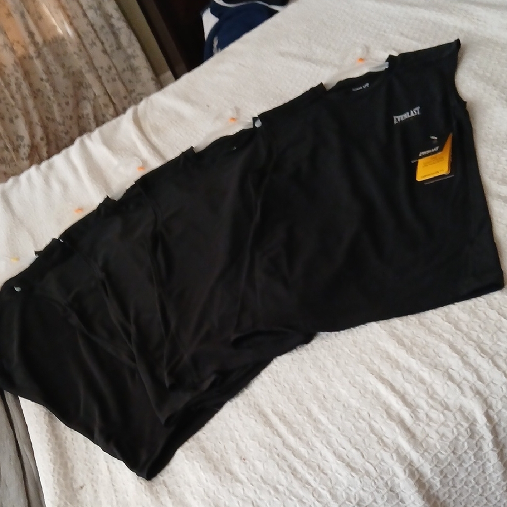 Set Of 5 Everlast Men's Black Compression Fit Tank Top Medium